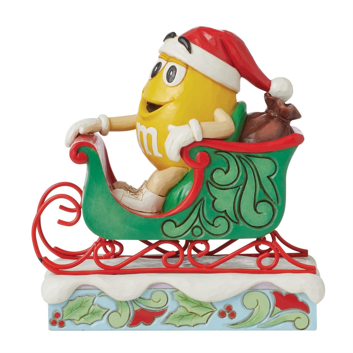 M&M'S Yellow Character in Sleigh Figurine