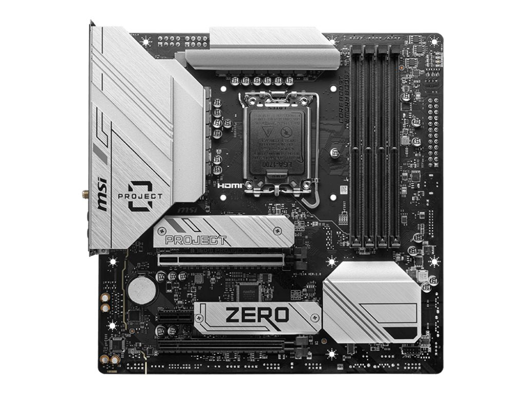 MSI B760M PROJECT ZERO - Motherboard - micro ATX - LGA1700 Socket - B760 Chipset - USB 3.2 Gen 1, USB 3.2 Gen 2, USB-C