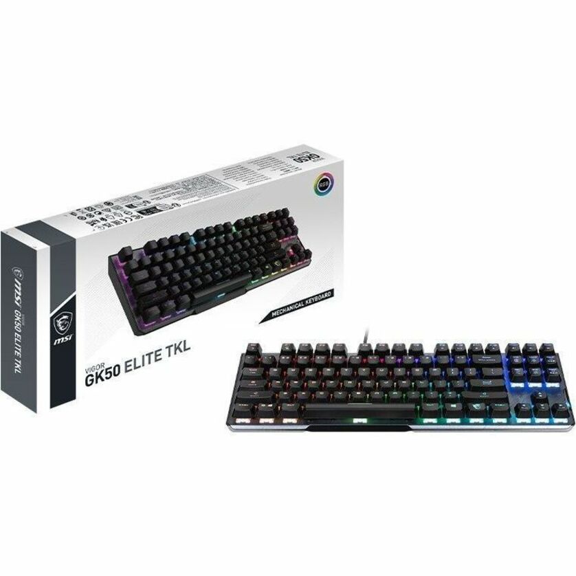 MSI Vigor GK50 ELITE TKL LL US Gaming Keyboard - Cable Connectivity - USB 2.0 Type C Inter