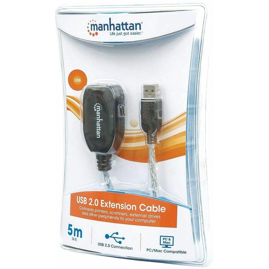 Manhattan Hi-Speed USB 2.0 Active Extension Cable - 16.40 ft USB Data Transfer Cable for