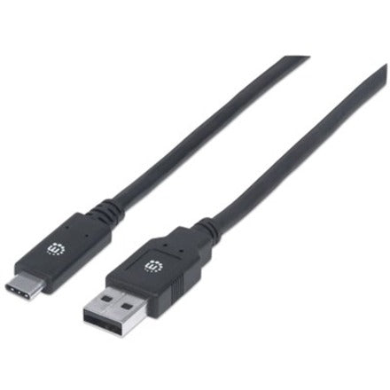 Manhattan USB-C to USB-A Cable, 2m, Male to Male, 5 Gbps (USB 3.2 Gen1 aka USB 3.0), 3A 354974