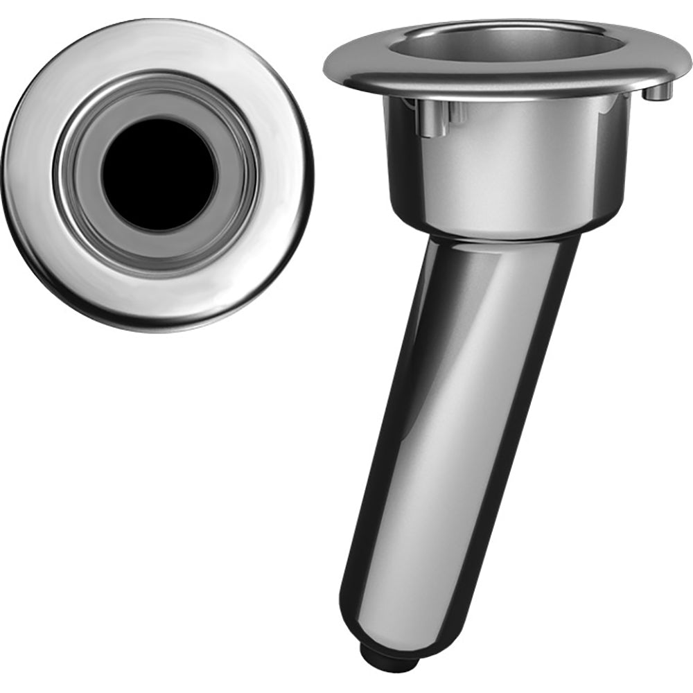 Mate Series Elite Screwless Stainless Steel 15° Rod & Cup Holder - Drain - Round
