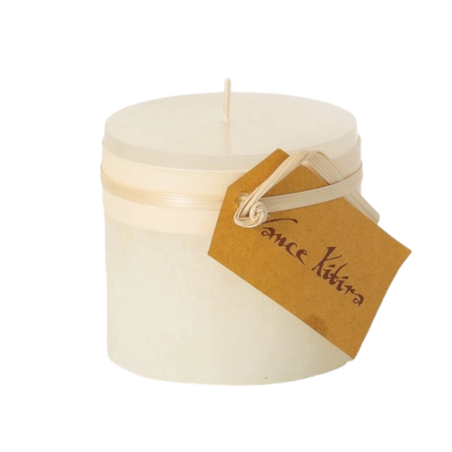 Melon White Timber Pillar Candle - 3 x 3.25