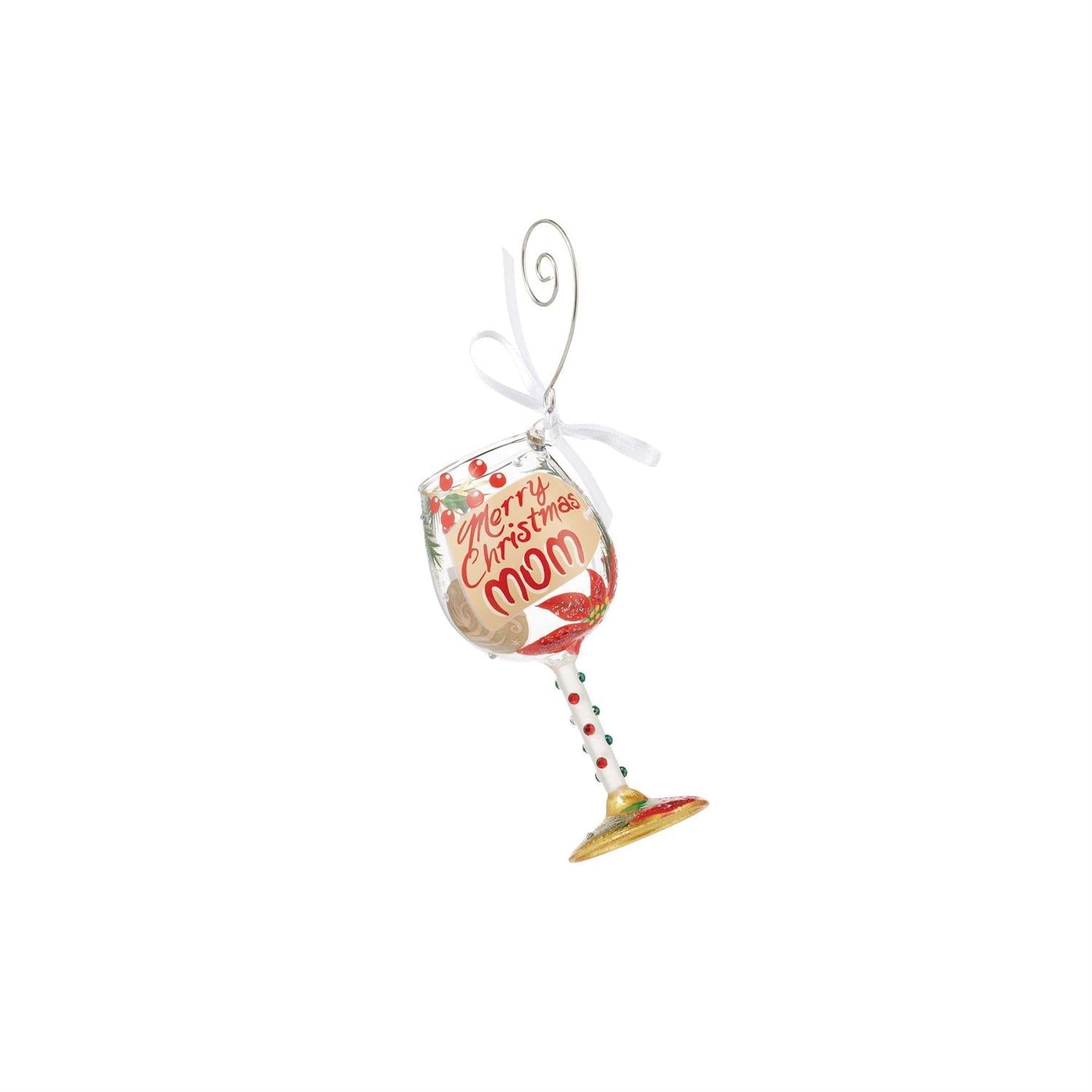 Merry Christmas Mom - Wine Glass Ornament
