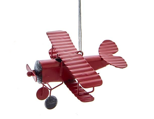 Metal Biplane Ornament -