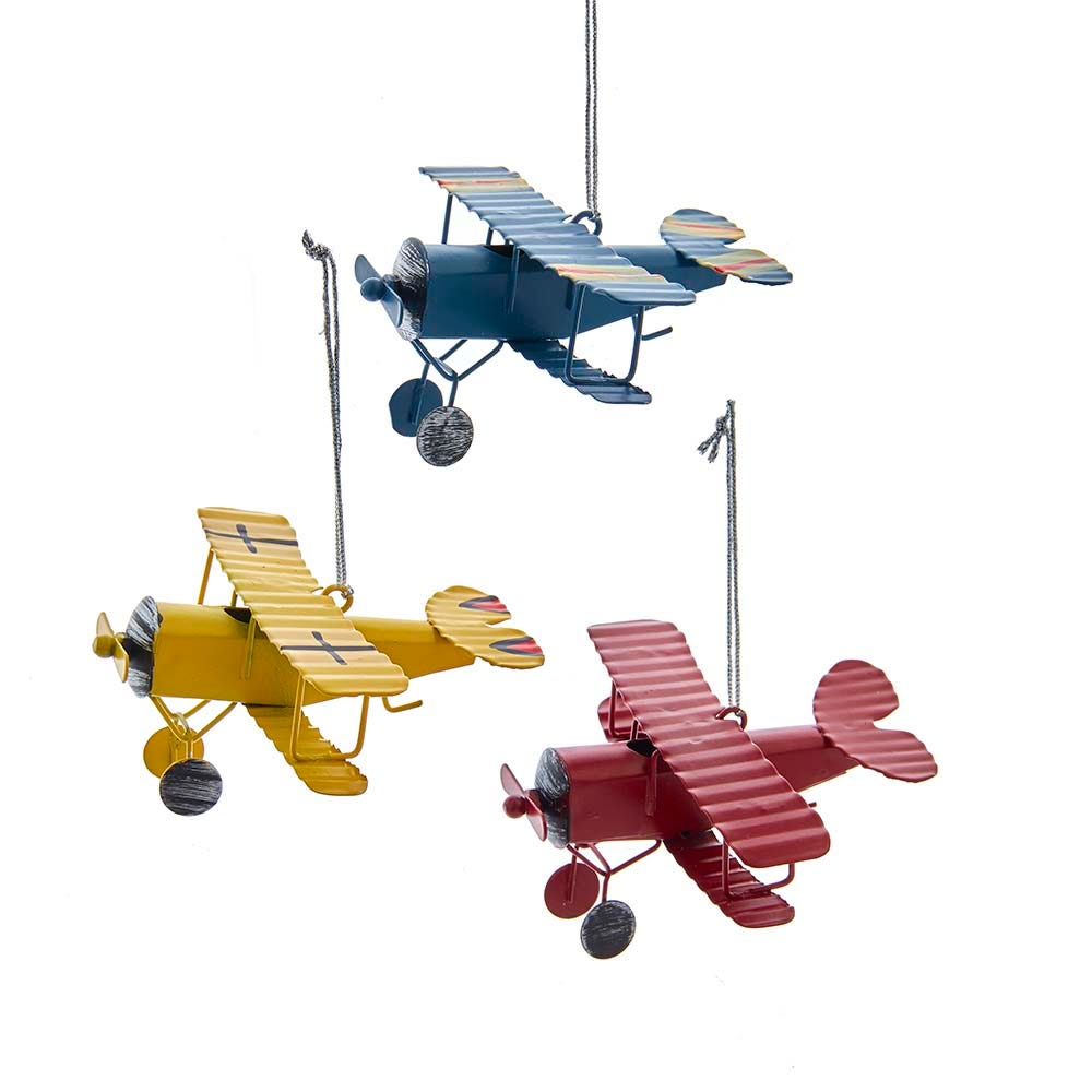 Metal Biplane Ornament -