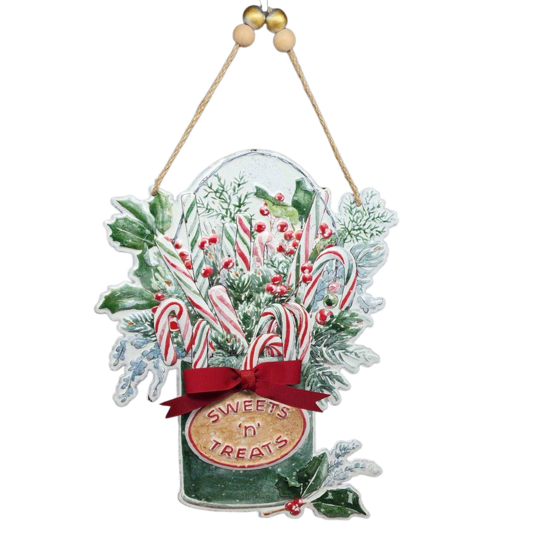 Metal Candy Jar with Bow - 10" Decor