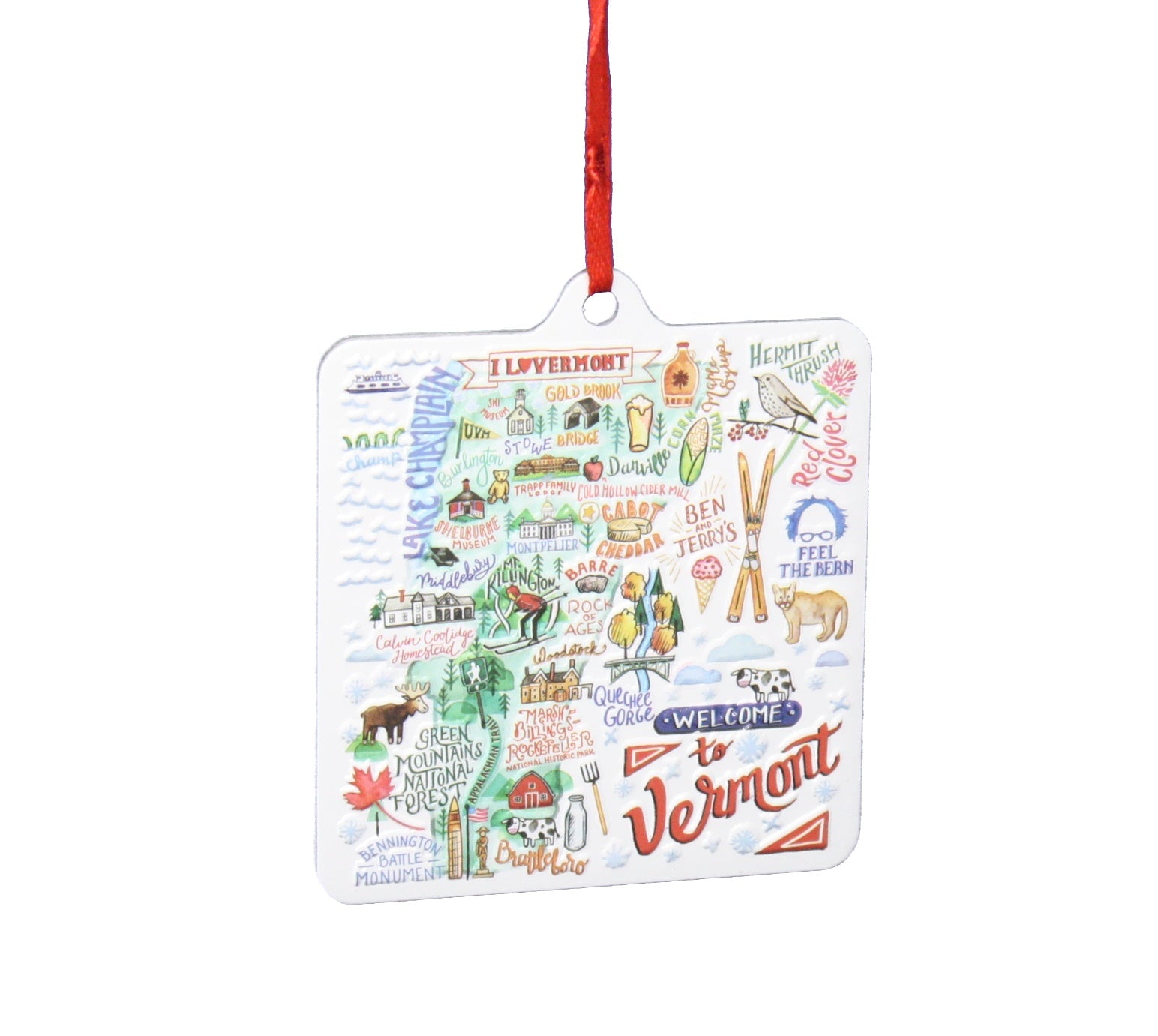 Metal Vermont Map Ornament