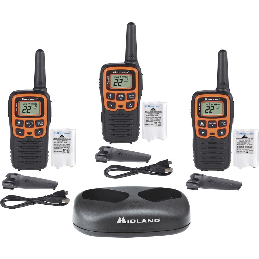 Midland X-TALKER T51X3VP3 Walkie Talkie Three Pack - 22 Radio Channels - 22 FRS - Upto 147
