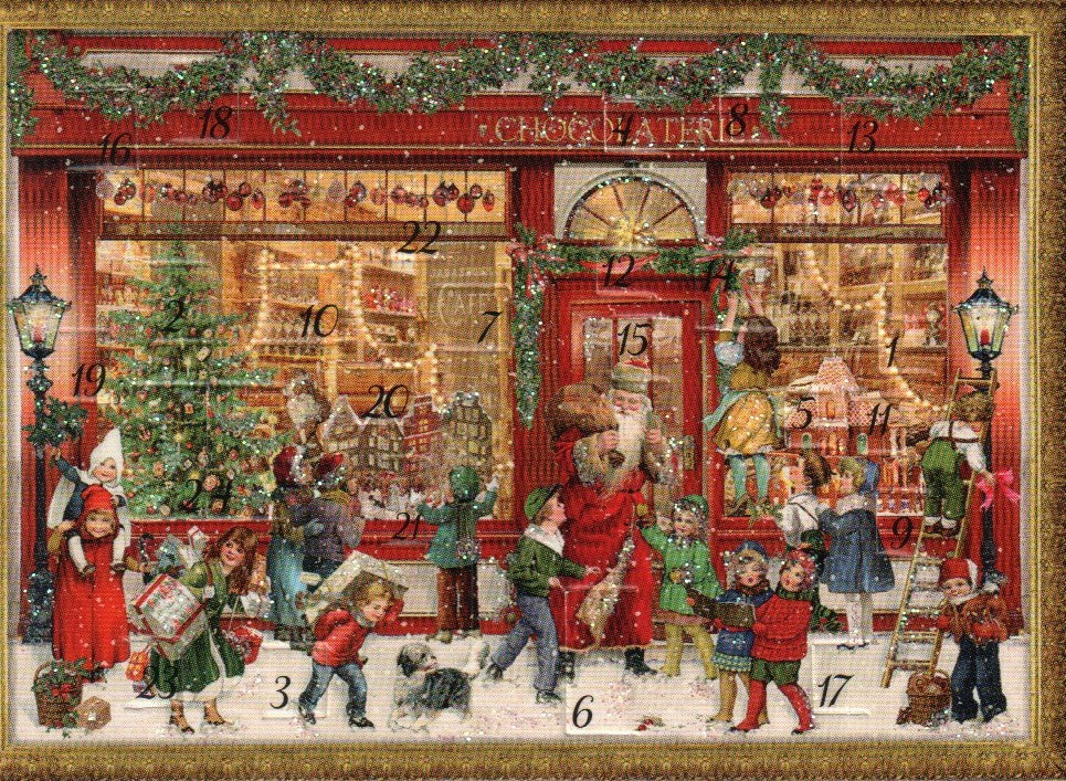 Miniature Victorian Advent Calendar Card - The Chocolaterie