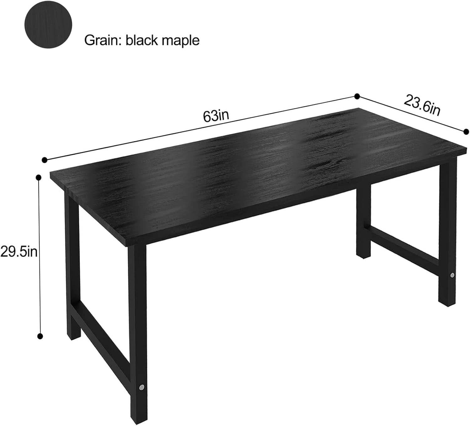 Modern 63 Inch Computer Desk with Sturdy Metal Frame