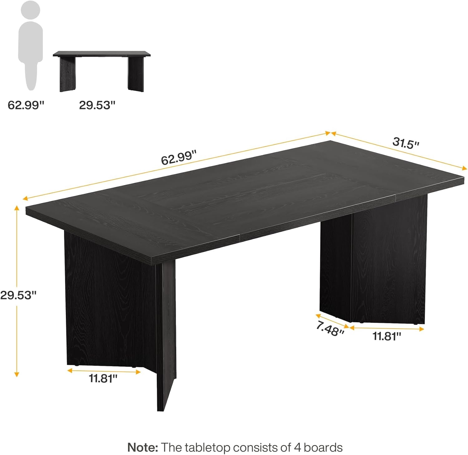 Modern 63 Inch Executive Desk For Home Office