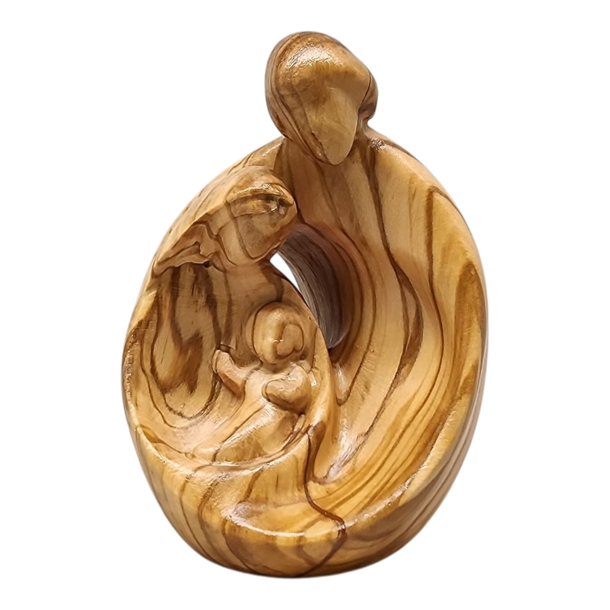 Modern Style Holy Family Carved Nativity - Olive Wood - 4 Inch