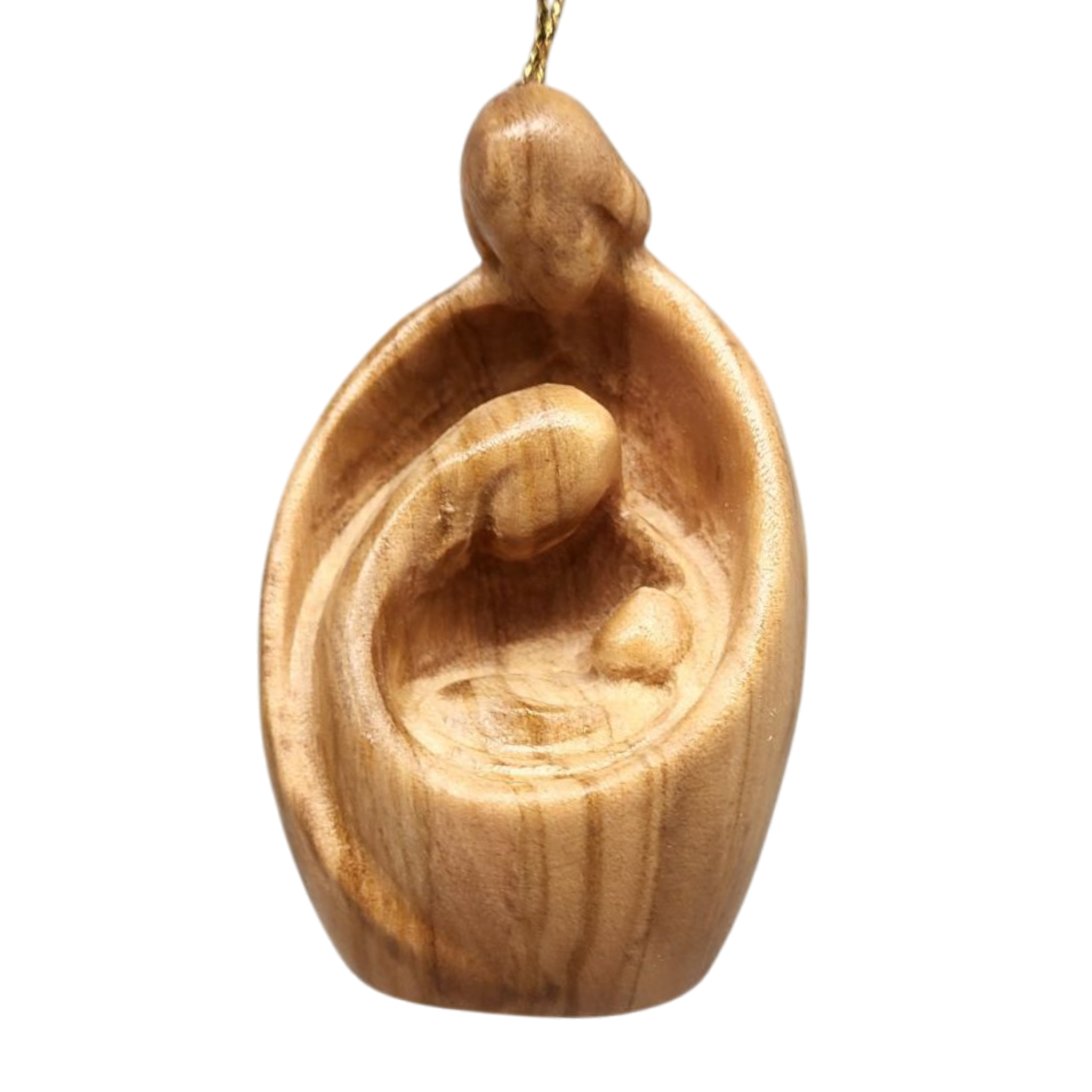Modern Style Nativity Scene Ornament - Olive Wood - 3 Inch