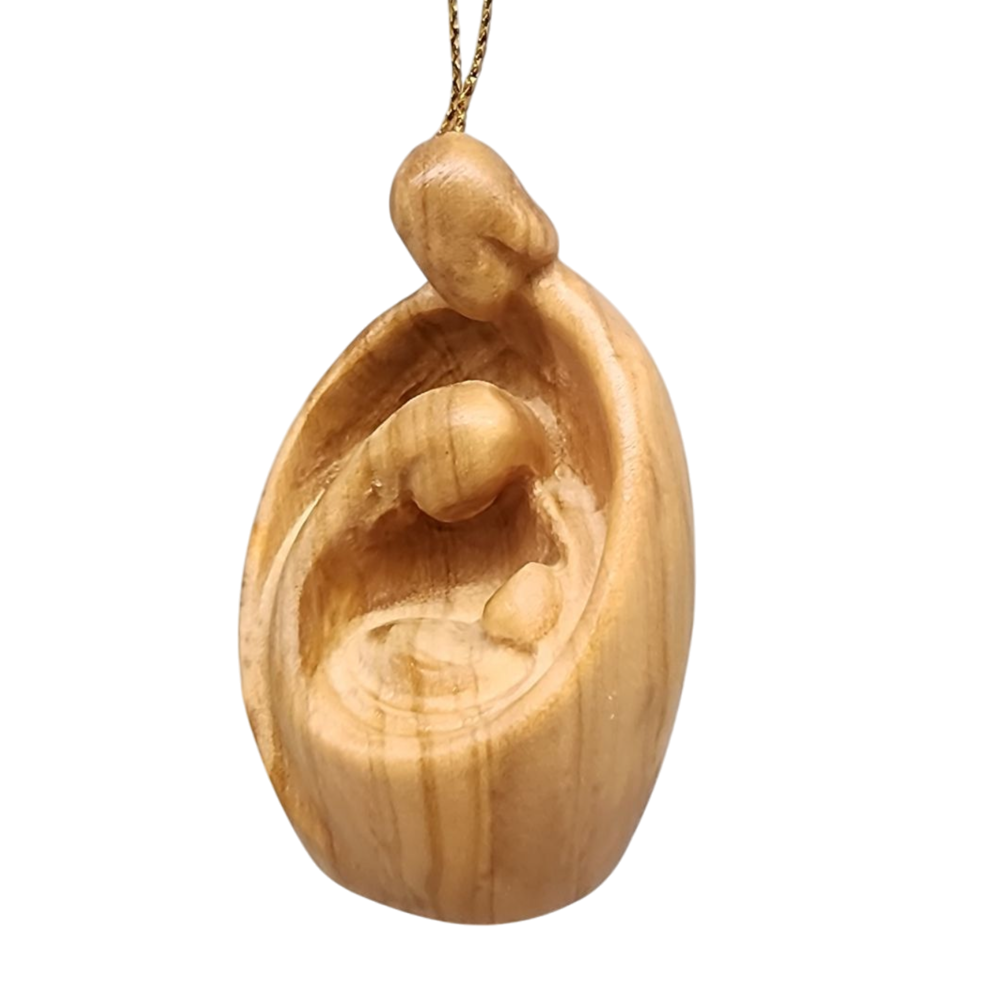 Modern Style Nativity Scene Ornament - Olive Wood - 3 Inch