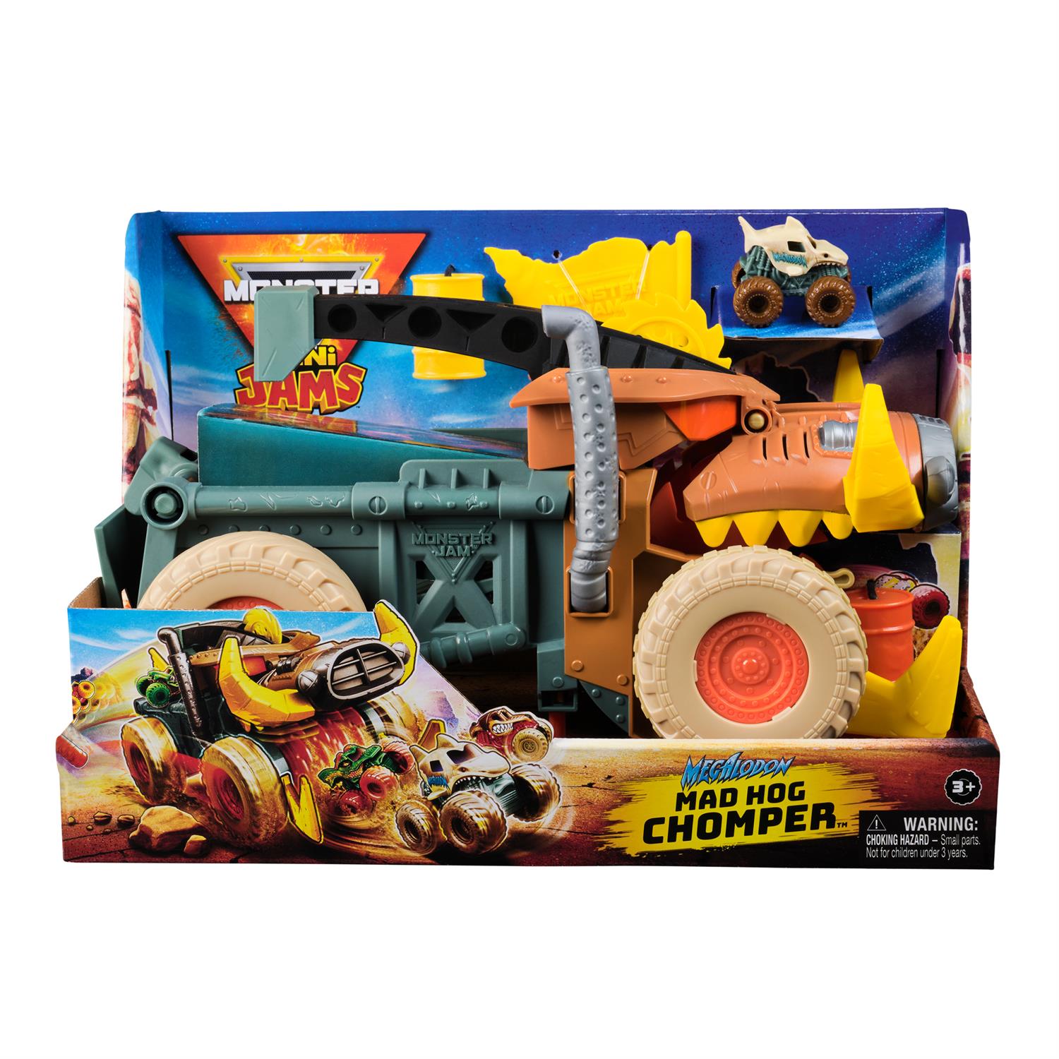 Monster Jam Mini Jam Megalodon Mad Hog Chomper and Monster Truck
