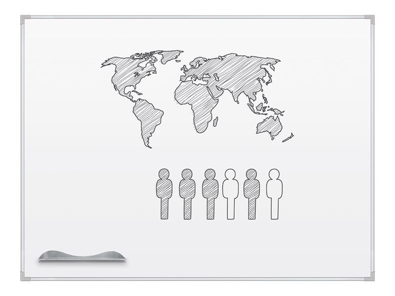 MooreCo - Whiteboard - wall mountable - 35.98 in x 48 in - porcelain steel - magnetic - silver - silver frame 2029C-25