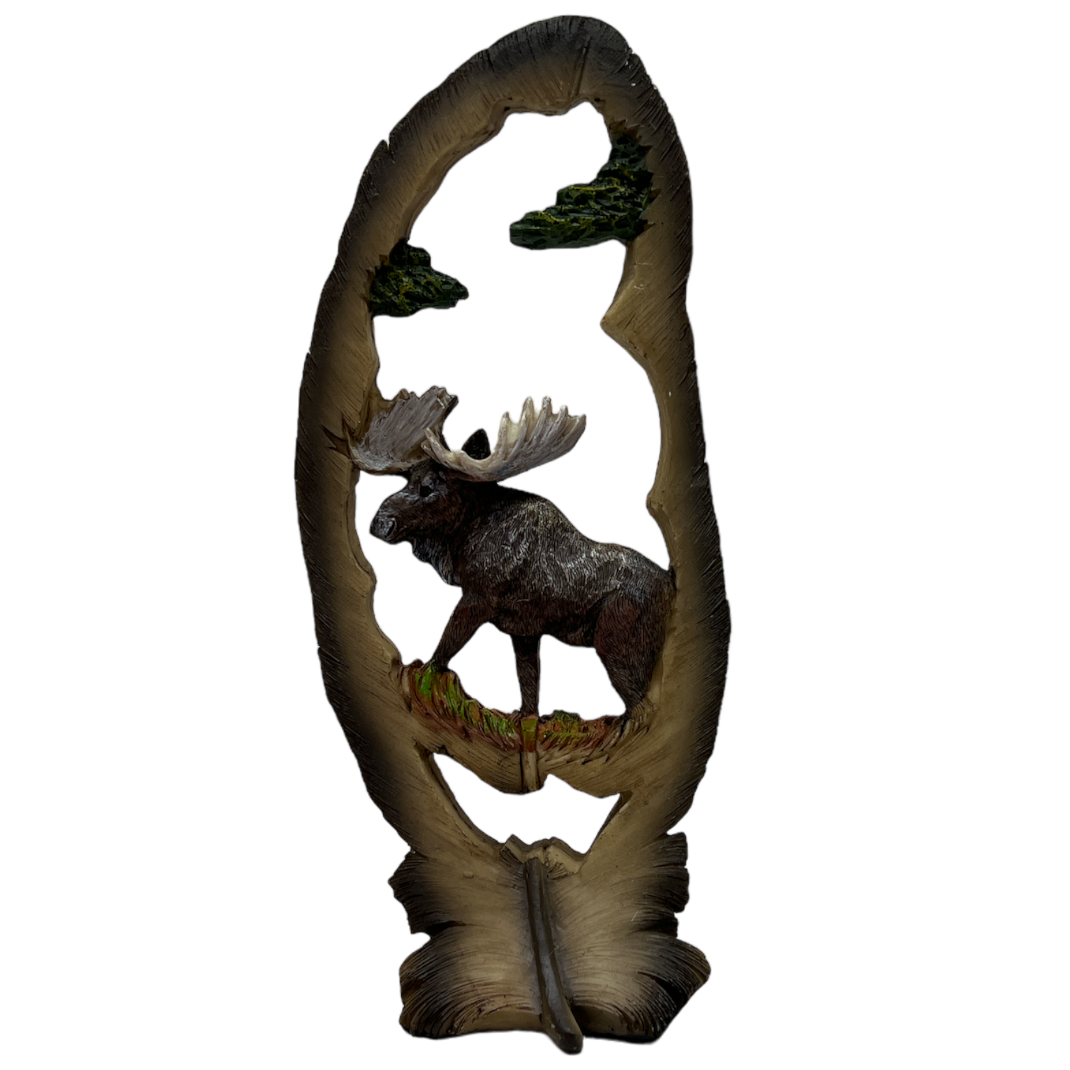 Moose In Feather Figurine