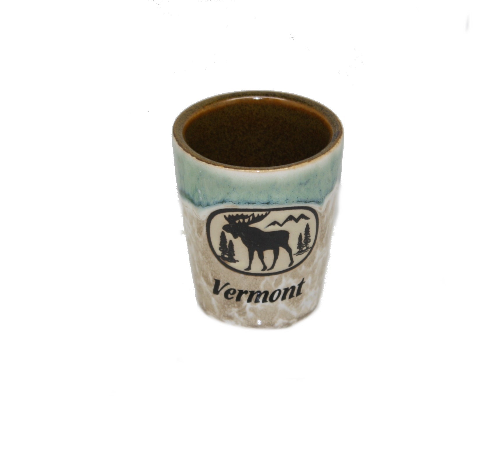 Moose Scene Oval Drip - Ceramic Shotglass - Green