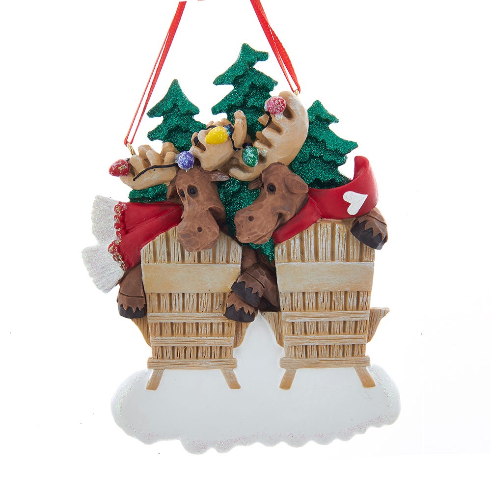 Moose on Chairs Ornament - Family of 2