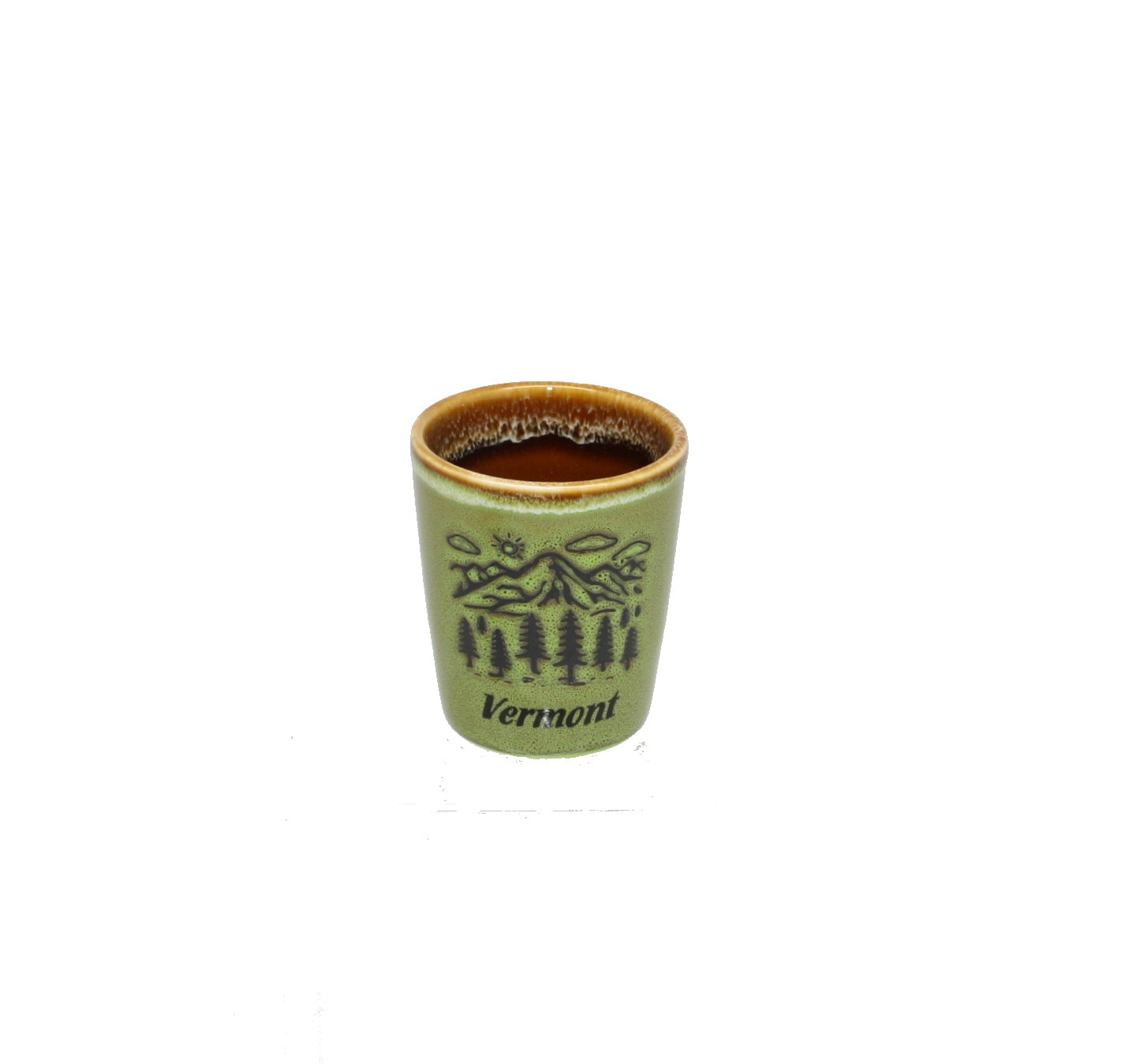 Mountain Scene Oval Drip - Ceramic Shotglass - Green