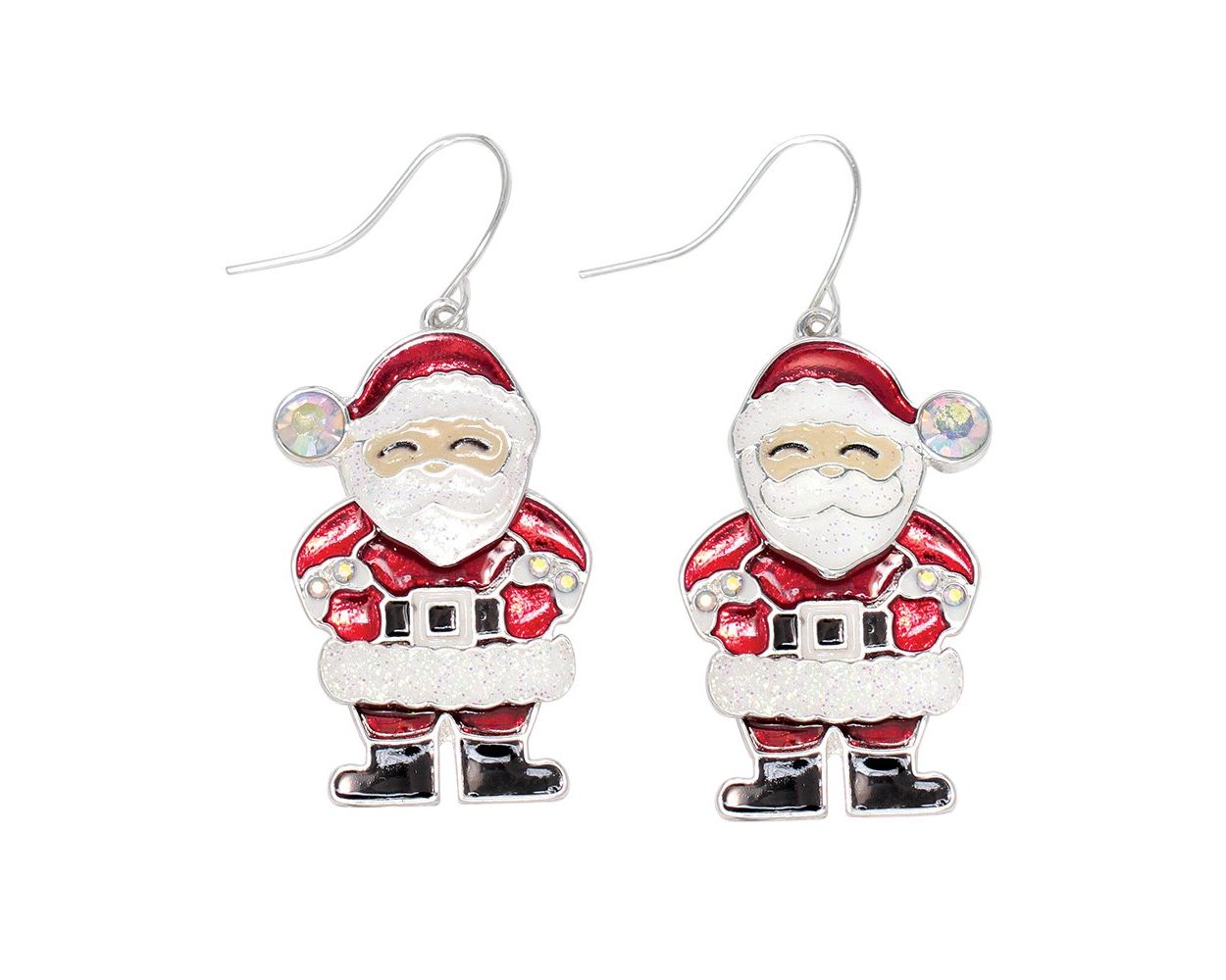 Moveable Santas with AB Crystals Earrings