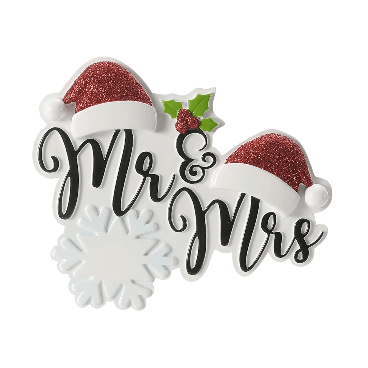 Mr & Mrs with Santa Caps Couples Ornament