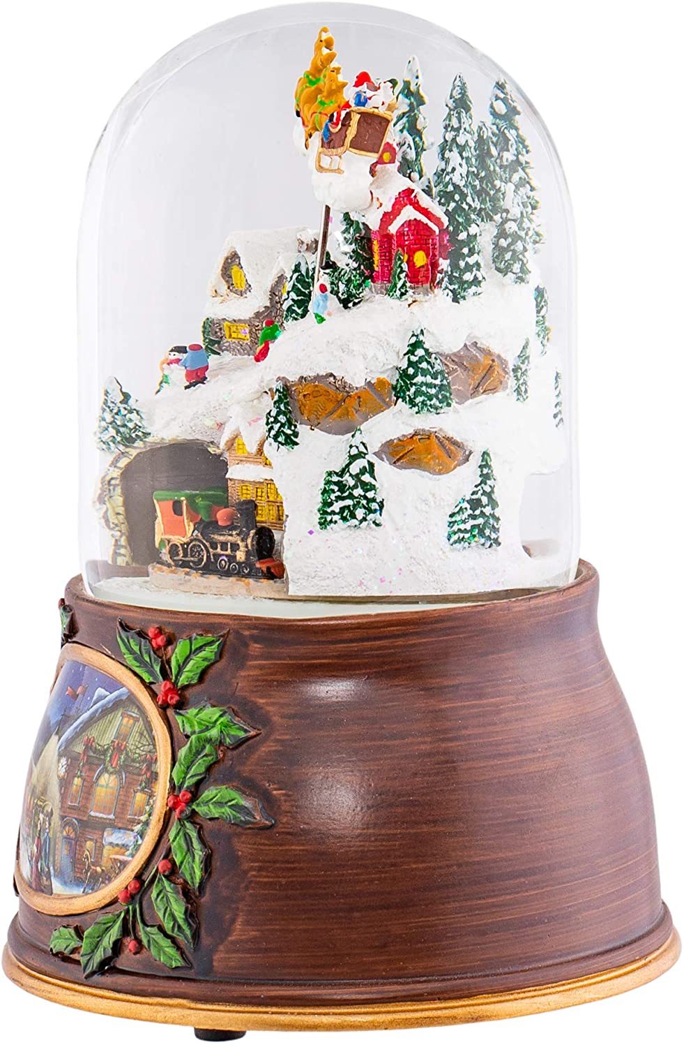 Musical Village with Santa Train - 6 inch Snowglobe