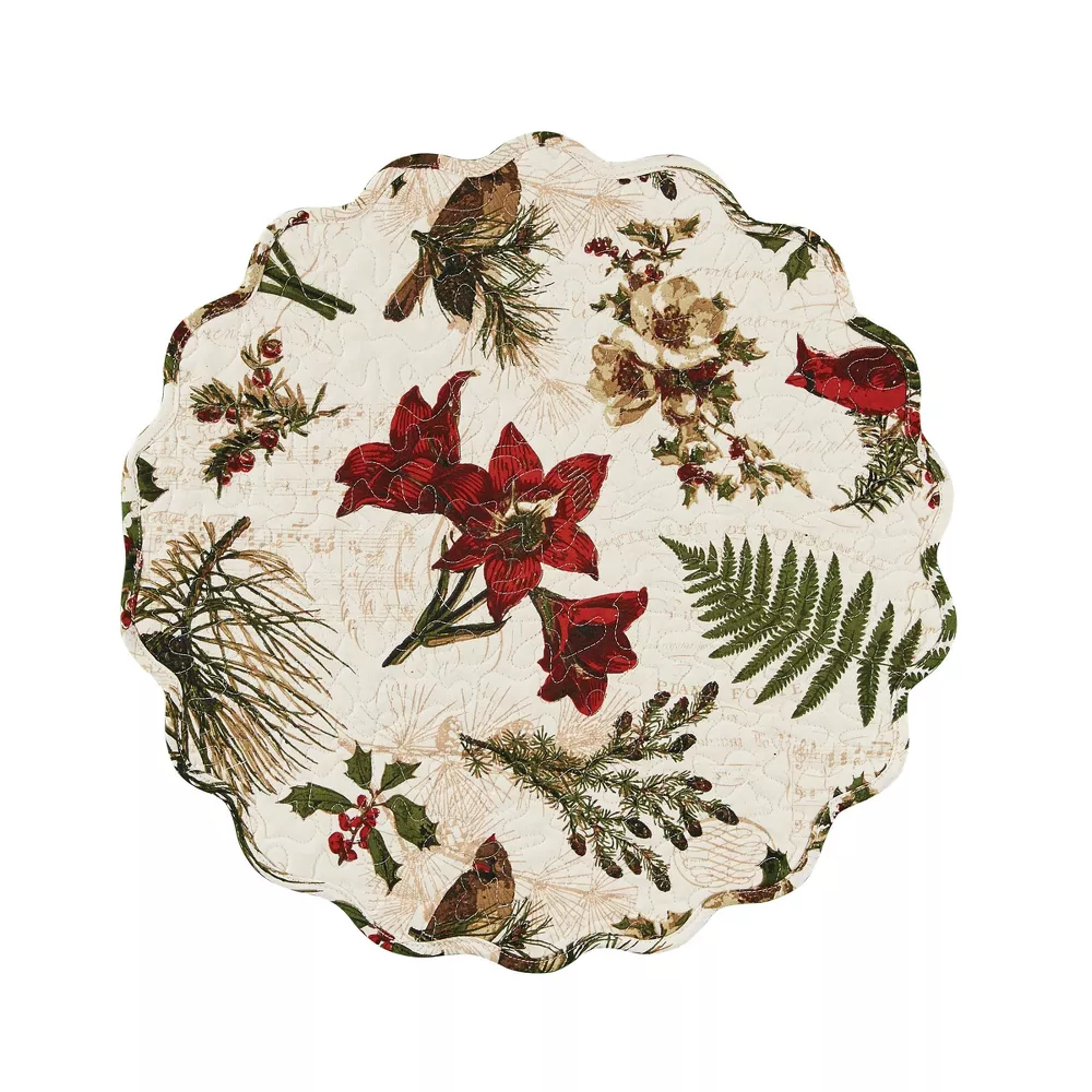 Nature Sings Cardinal Quilted Round Placemat
