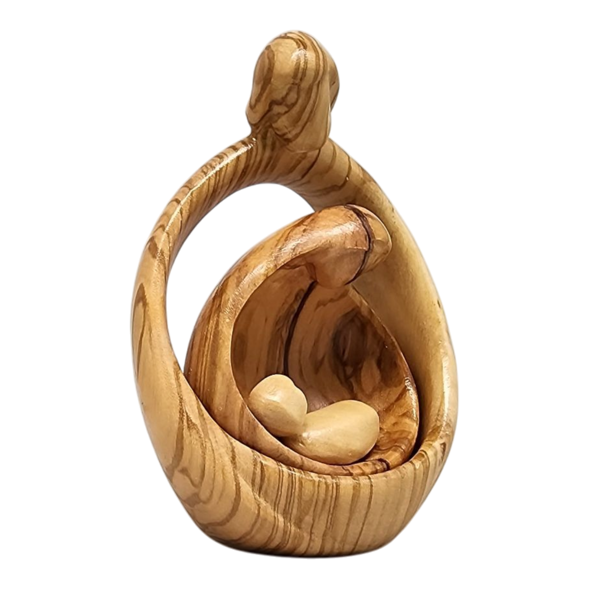 Nesting Style Holy Family Nesting Carved Nativity - Olive Wood - 4.5 Inch