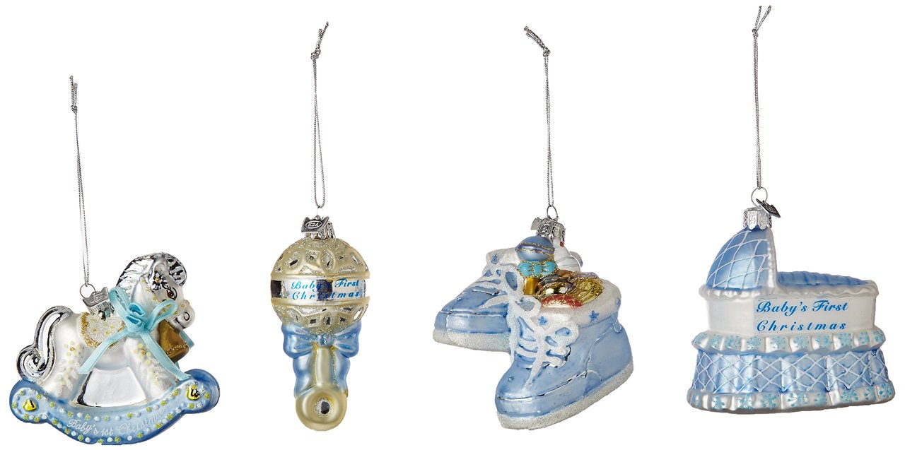 Noble Gems Glass Baby Boy Ornament Set
