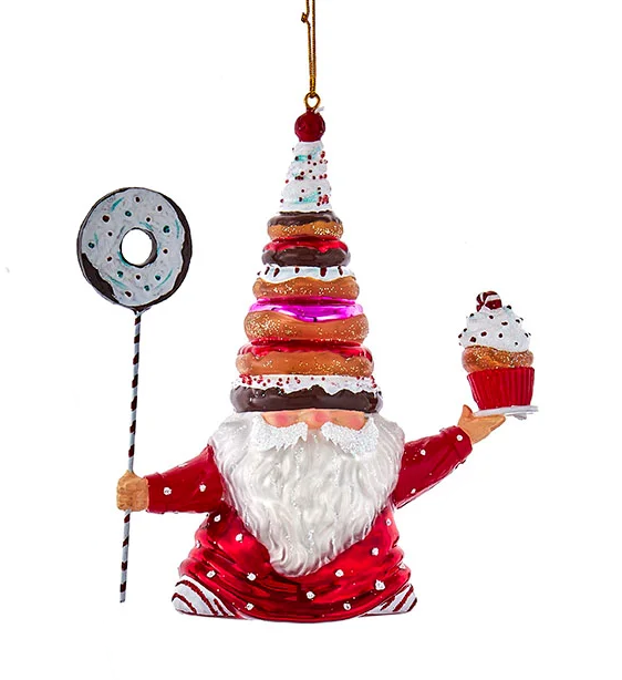 Noble Gems Glass Gnome Ornament - Cupcake
