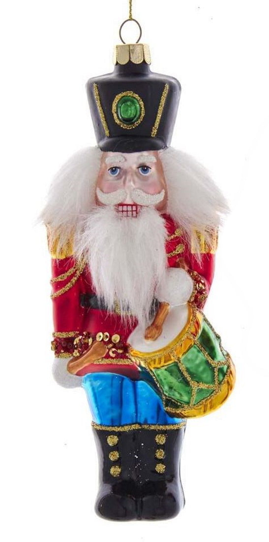 Noble Gems Nutcracker Soldier Glass Ornament - Drum