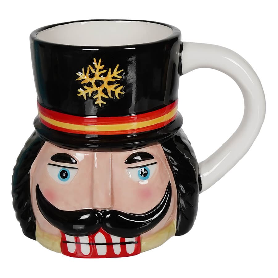 Nutcracker Mug With Black Hat And Golden Snowflake
