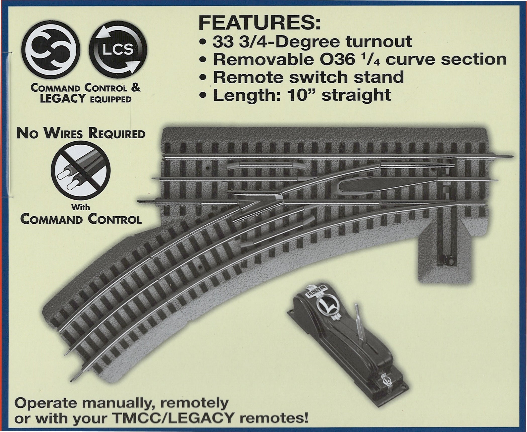 O-Gauge FasTrack O36 Left Hand Remote Command Switch