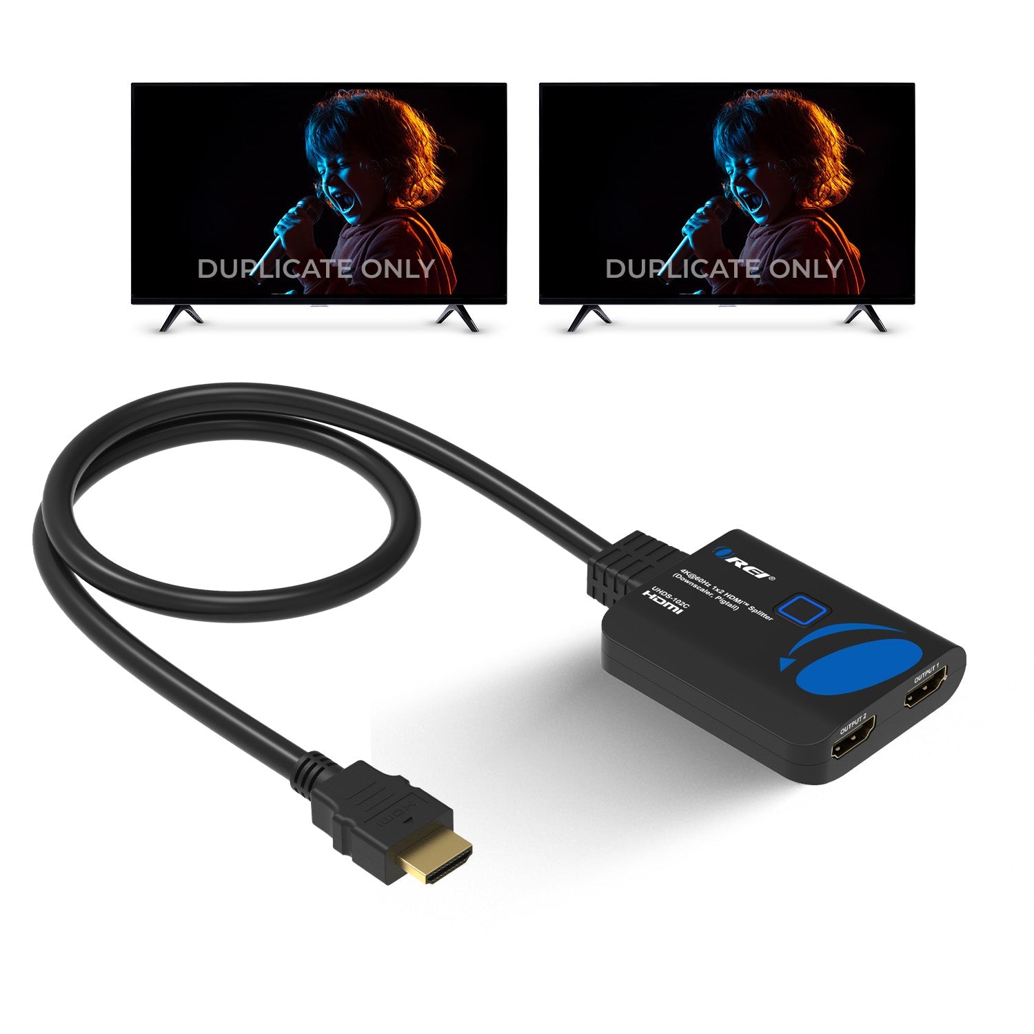 OREI HDMI Splitter 1 in 2 out with Downscaler, 3D, upto 4k@60Hz (UHDS-102C)