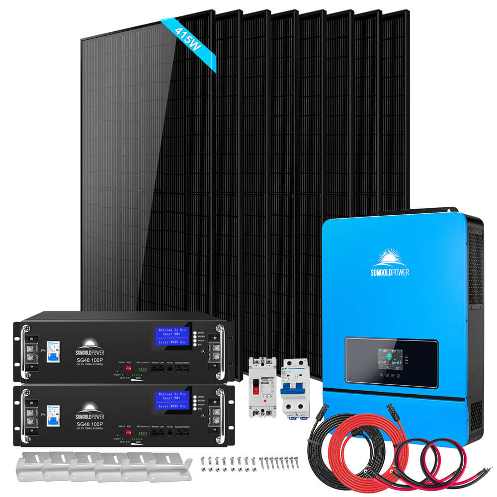 Off-Grid Solar Kit 6500W/ 8000W 48VDC 120V/240V LifePo4 10.24KWH-20.48KWH Lithium Battery 8 X 415 Watts Solar Panels