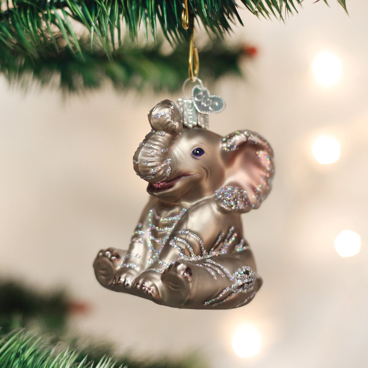 Old World Christmas Little Elephant Glass Blown Ornament