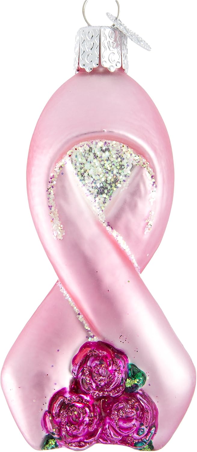 Old World Christmas Pink Ribbon With Roses