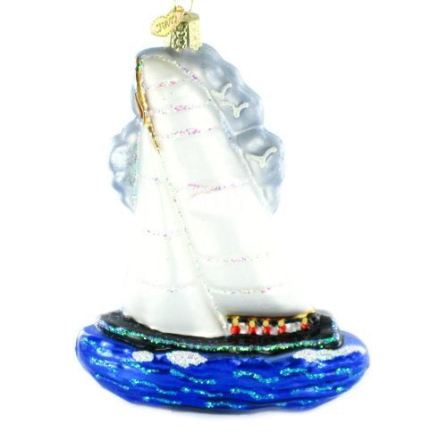 Old World Christmas Racing Sailboat Glass Ornament