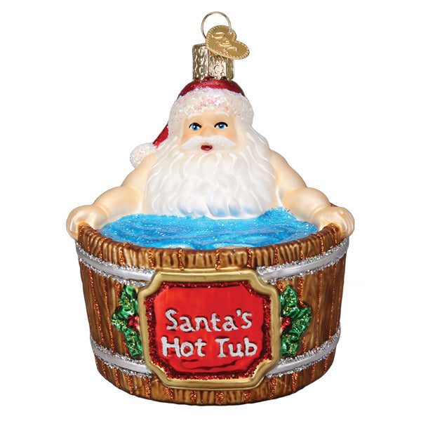 Old World Christmas Santa's Hot Tub Glass Ornament