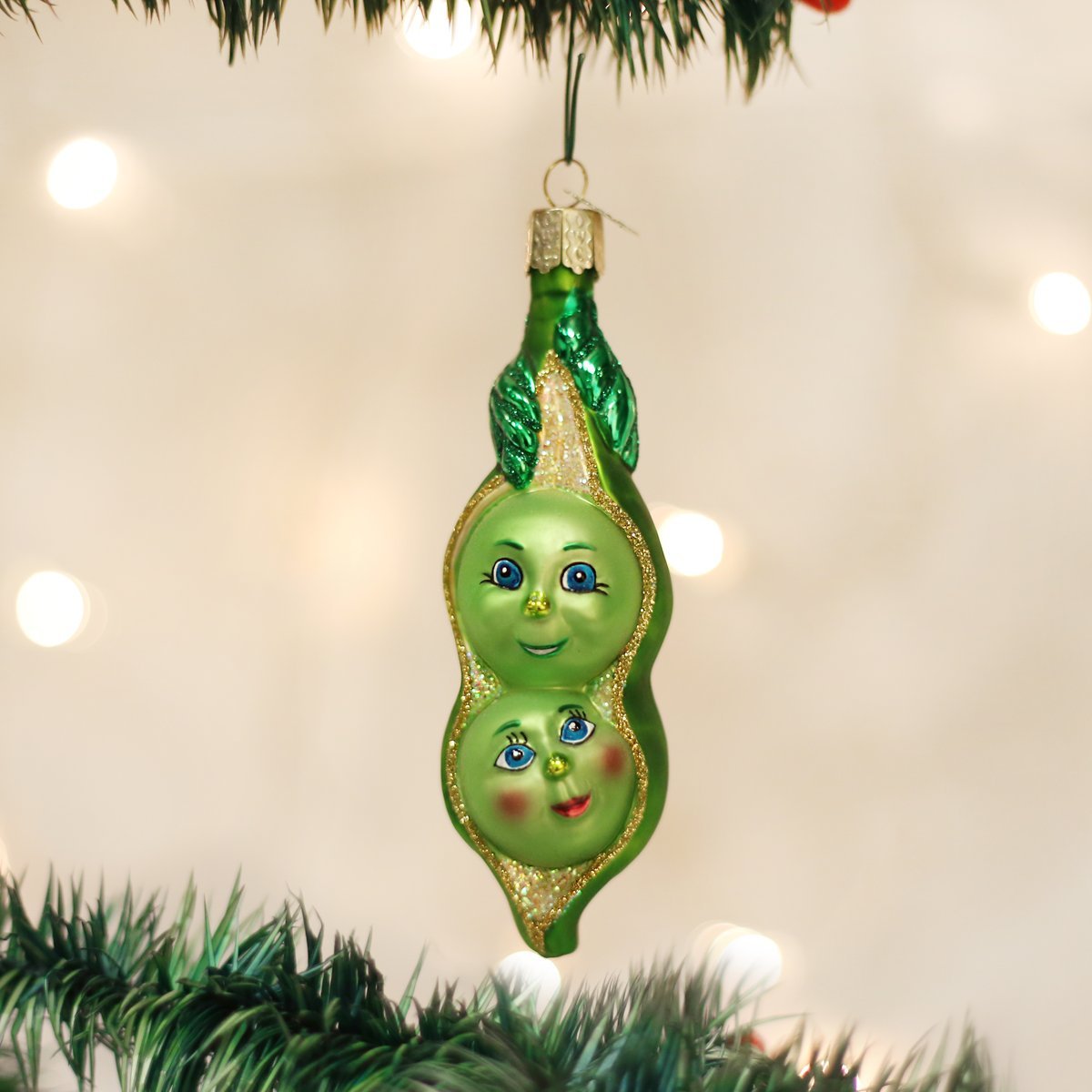 Old World Christmas Two Peas In A Pod Glass Blown Ornament