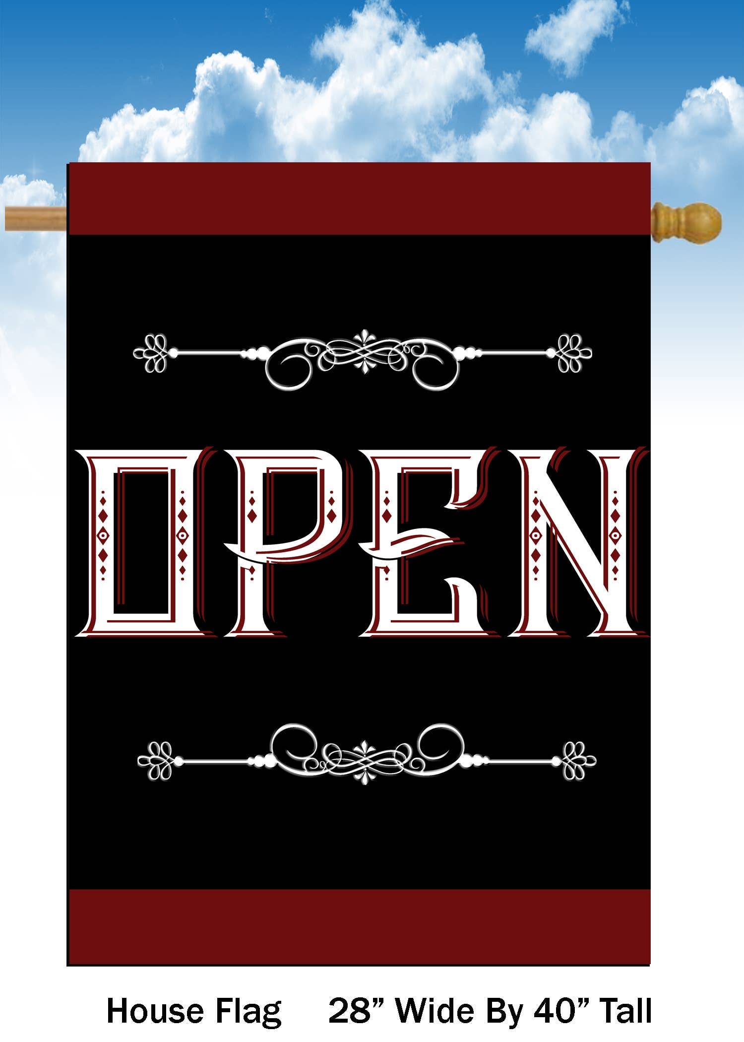 Open for Business Red Black House Flag