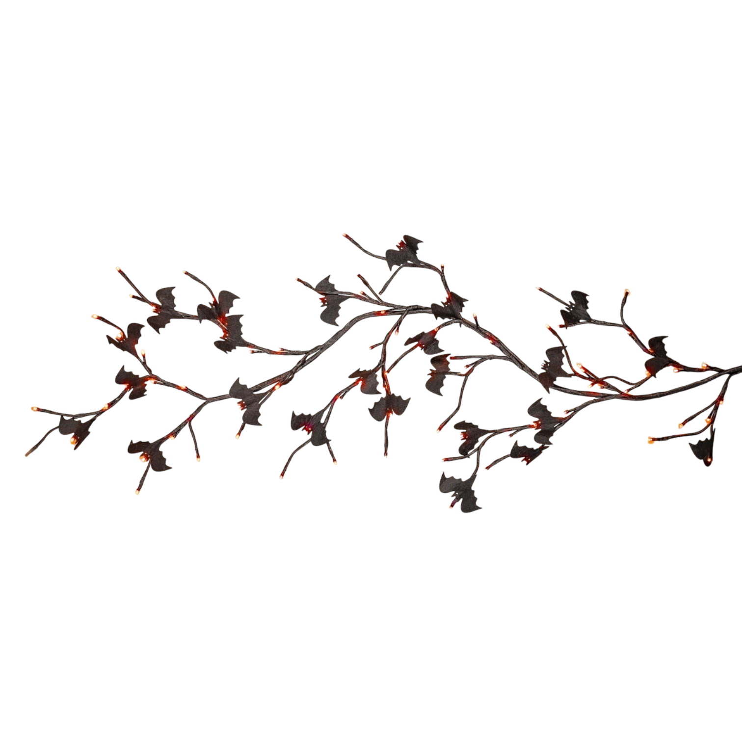 Orange Lighted Halloween Black Garland