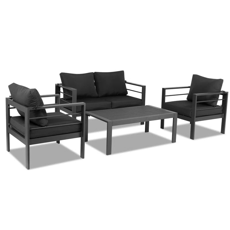 Outdoor Four Piece Patio Conversation Set With Cushions