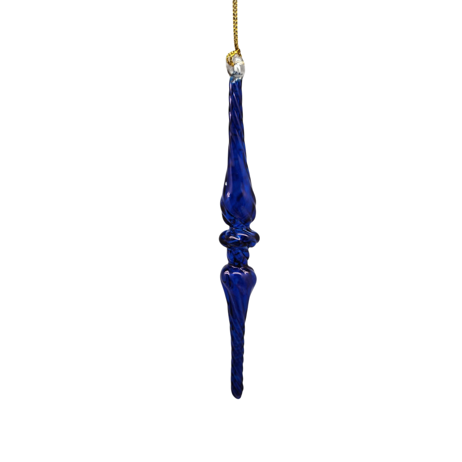 Outer Swirl Icicle Glass Ornaments - Cobalt - Double Torus