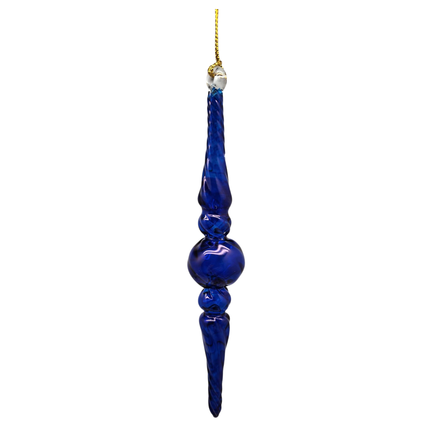 Outer Swirl Icicle Glass Ornaments - Cobalt