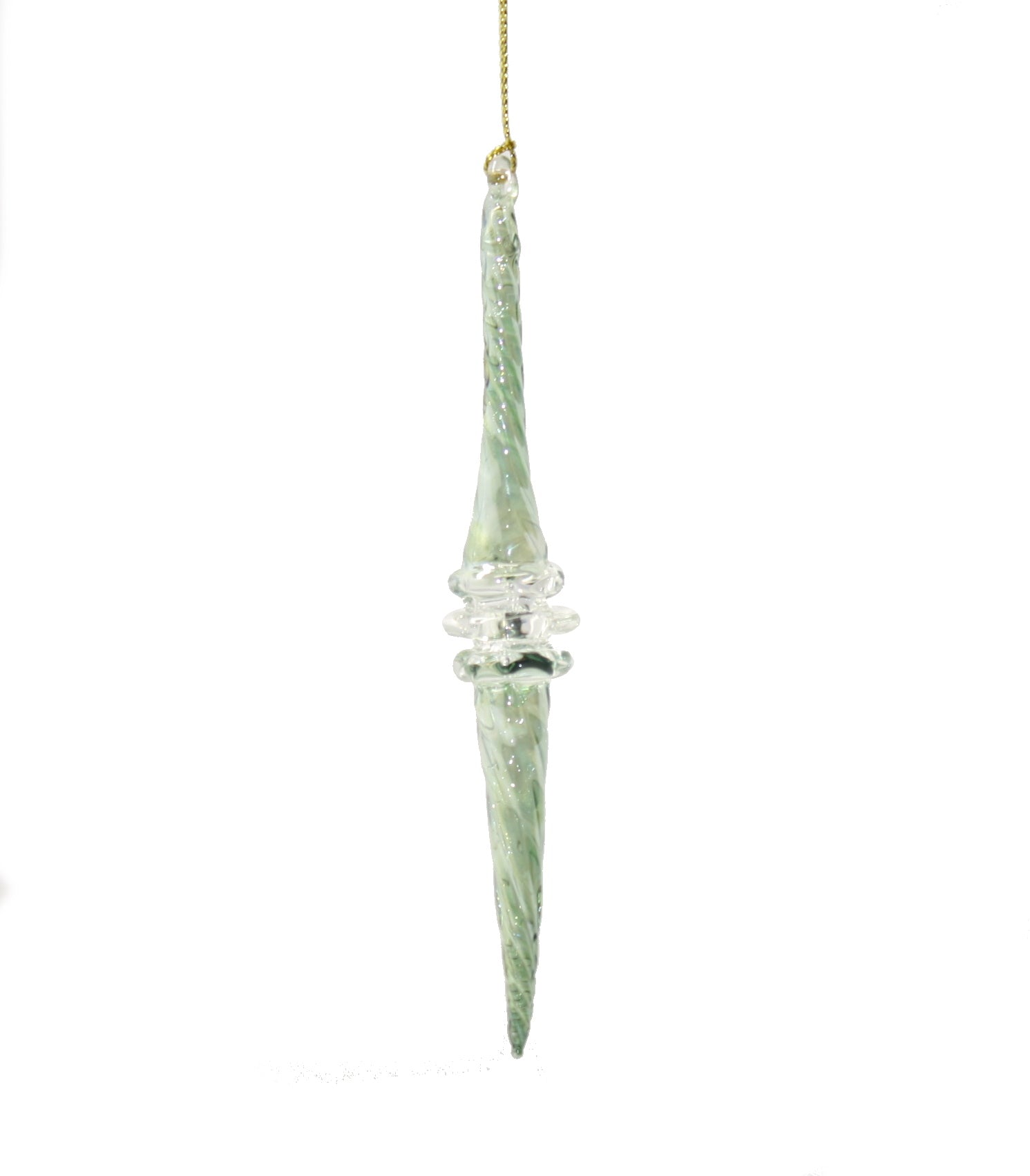 Outer Swirl Icicle Glass Ornaments - Green - Clear Center