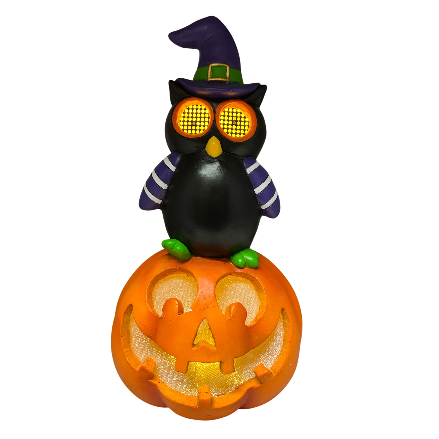 Owl On Pumpkin With Moving Digital Eyes