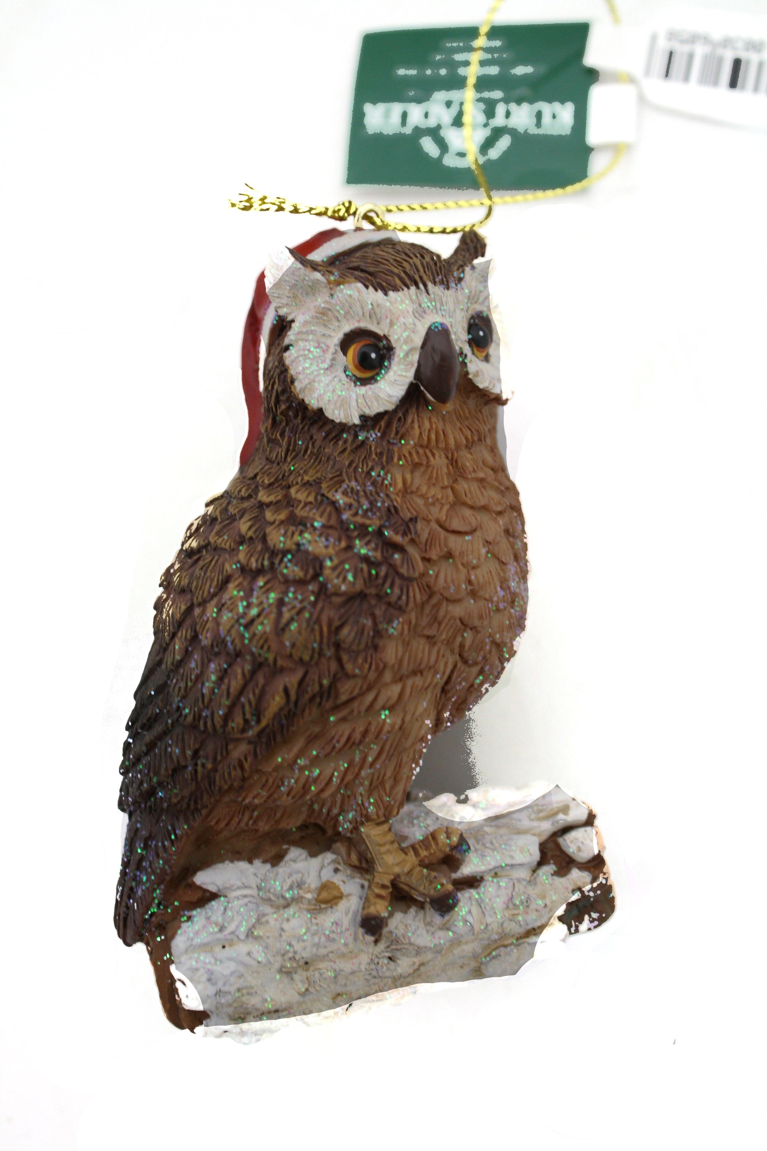 Owl Wearing a Santa Hat Ornament